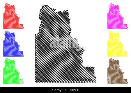 Camas County, Idaho (Stati Uniti, Stati Uniti d'America, Stati Uniti, Stati Uniti, Stati Uniti) mappa vettoriale, scrimble schizzo Camas mappa Illustrazione Vettoriale