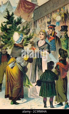 Louise di Meclemburgo-Strelitz, regina consorte di Prussia, in un mercatino di Natale Foto Stock