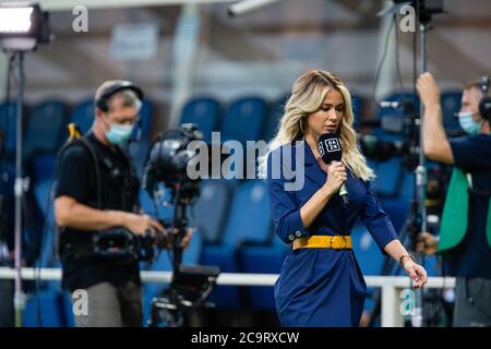 Bergamo, Italia. bergamo, 2020 Italia, 01 ago 2020, Diletta Leotta (DAZN) durante Atalanta Bergamasca Calcio vs FC Internazionale - serie italiana UNA partita di calcio - Credit: LM/Francesco Scaccianoce Credit: Francesco Scaccianoce/LPS/ZUMA Wire/Alamy Live News Foto Stock