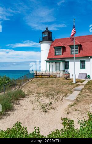 Faro di Point Betsie sul lago Michigan, Frankfort, Benzie County, Michigan Foto Stock