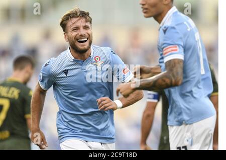 Roma, Italia. 29 luglio 2020. Ciro immobile (SS Lazio) happiness during Lazio vs Brescia, italian Serie A soccer match in Rome, Italy, July 29 2020 Credit: Independent Photo Agency/Alamy Live News Foto Stock