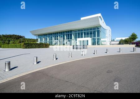 Casa di gru ABUS a Gummersbach, Germania. ABUS Kransysteme è uno dei principali produttori di gru per interni in Europa. Foto Stock