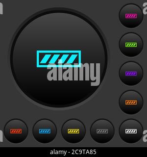 Barra di avanzamento pulsanti scuri con icone di colori vivaci su sfondo grigio scuro Illustrazione Vettoriale