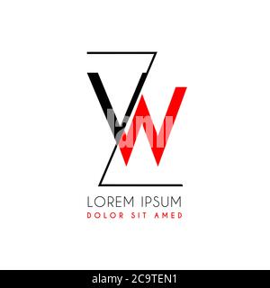 Lettera del logo VW separata da una linea a zigzag nera Illustrazione Vettoriale