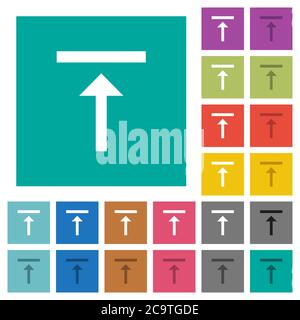 Allineare verticalmente le icone piatte multicolore superiori su sfondi quadrati semplici. Incluse variazioni delle icone bianche e più scure per il passaggio del mouse o gli effetti attivi. Illustrazione Vettoriale