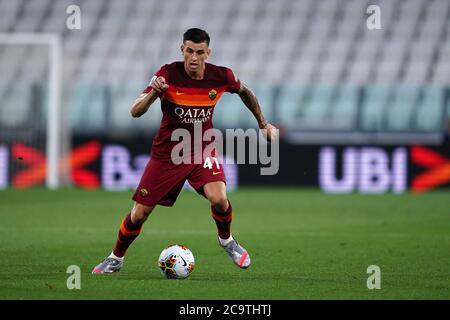 Torino (Italia) 01 agosto 2020. Serie Italiana A. Juventus FC vs Roma. Roger Ibanez di come Roma. Foto Stock