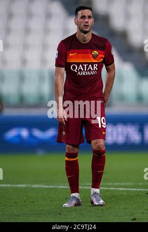 Torino (Italia) 01 agosto 2020. Serie Italiana A. Juventus FC vs Roma. Nikola Kalinic di come Roma. Foto Stock