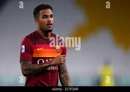Torino (Italia) 01 agosto 2020. Serie Italiana A. Juventus FC vs Roma. Justin Kluivert di come Roma. Foto Stock