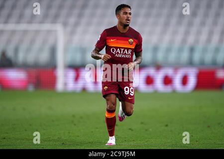 Torino (Italia) 01 agosto 2020. Serie Italiana A. Juventus FC vs Roma. Justin Kluivert di come Roma. Foto Stock