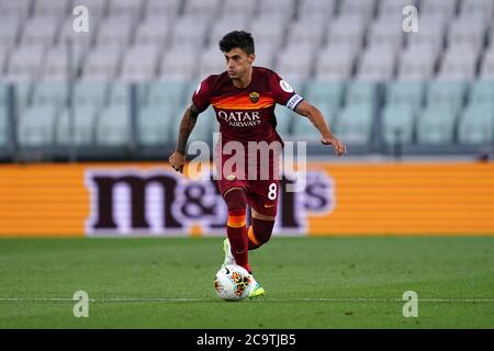 Torino (Italia) 01 agosto 2020. Serie Italiana A. Juventus FC vs Roma. Diego Perotti di AS Roma. Foto Stock
