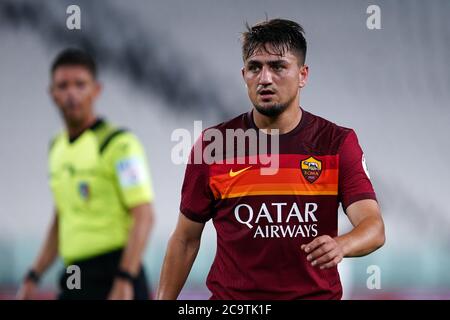 Torino (Italia) 01 agosto 2020. Serie Italiana A. Juventus FC vs Roma. Cengiz sotto di AS Roma. Foto Stock