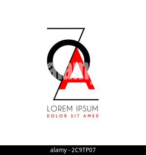 Lettera del logo OA separata da una linea a zigzag nera Illustrazione Vettoriale