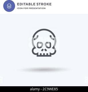 Vettore icona cranio, segno piatto riempito, pittogramma solido isolato su bianco, illustrazione del logo. Icona cranio per la presentazione. Illustrazione Vettoriale
