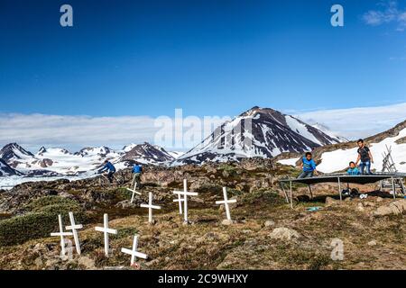 Isola di Kulusuk, Groenlandia. Foto Stock