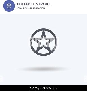 Vettore di icone Pentagram, segno piatto riempito, pittogramma solido isolato su bianco, illustrazione del logo. Pentagramma icona per la presentazione. Illustrazione Vettoriale