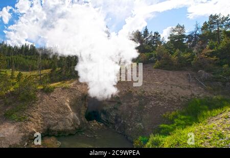 La bocca dei draghi nel Parco Nazionale di Yellowstone Foto Stock