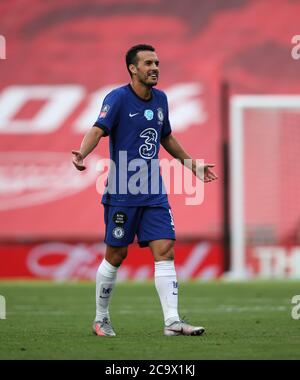 Wembley, Regno Unito. 01 agosto 2020. Pedro (C) al match finale della fa Cup Emirates Arsenal contro Chelsea, al Wembley Stadium, Londra, Regno Unito, il 1 agosto 2020. La partita viene giocata a porte chiuse a causa dell'attuale pandemia di Coronavirus COVID-19 e delle restrizioni di blocco/allontanamento sociale del governo. Credit: Paul Marriott/Alamy Live News Foto Stock