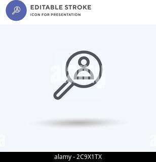 Cerca vettore icona utente, segno piatto pieno, pittogramma solido isolato su bianco, illustrazione del logo. Icona Cerca utente per la presentazione. Illustrazione Vettoriale