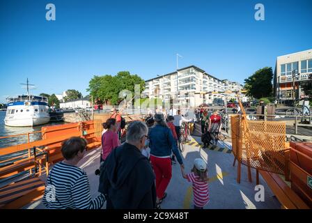 A bordo di un traghetto chiamato 'Föri' a Turku, Finlandia Foto Stock