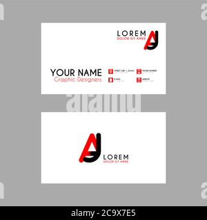 Biglietto da visita semplice con lettera iniziale AJ bordi arrotondati. Il logo JA può essere utilizzato per il marketing, la pubblicità, la promozione, il logo aziendale, l'identificazione, bu Illustrazione Vettoriale