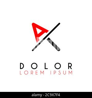 Logo UNO slash i con nero rosso Illustrazione Vettoriale