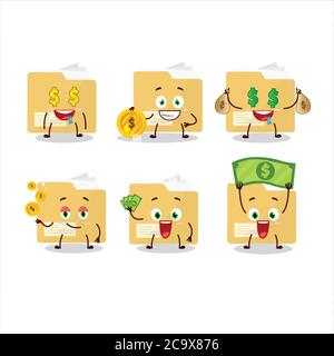 File cartella cartoon personaggio con simpatico emoticon portare denaro Illustrazione Vettoriale