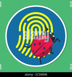 impronta digitale con virus per l'illustrazione vettoriale del logo del concept ladro di identità Illustrazione Vettoriale