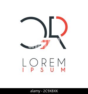 Il logo tra la lettera C e la lettera R o CR con una certa distanza e collegato in arancione e grigio Illustrazione Vettoriale