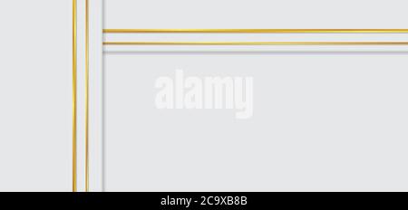 Quadro bianco astratto sovrapposizione strato desgin oro linea metallica con spazio per il contenuto. Illustrazione vettoriale. Illustrazione Vettoriale