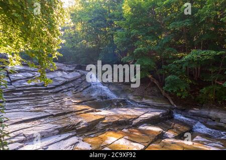 Splendido paesaggio sul Cascadilla Gorge Trail a Ithaca, New York Foto Stock