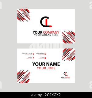 La lettera del logo CL con la decorazione della scatola sul bordo e un biglietto da visita bonus con un layout moderno e orizzontale. Illustrazione Vettoriale