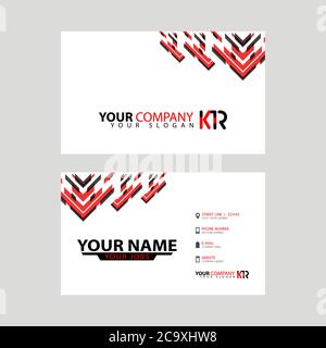 Il nuovo biglietto da visita semplice è rosso nero con il logo KR bonus lettera e orizzontale moderno modello di design vettoriale. Logo vettore RK Illustrazione Vettoriale