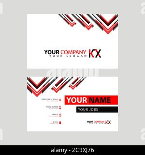 Il nuovo biglietto da visita semplice è rosso nero con il logo KX lettera bonus e orizzontale moderno modello di disegno vettoriale. Logo vettoriale XK Illustrazione Vettoriale