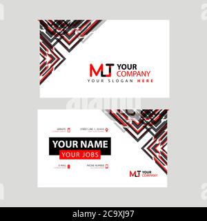 La lettera del logo MT con la decorazione della scatola sul bordo e un biglietto da visita bonus con un layout moderno e orizzontale. Logo TM Vector Illustrazione Vettoriale