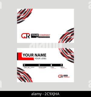 Biglietti da visita dal design semplice e moderno, con logo QR all'interno e colore rosso nero trasparente. Modello logo RQ Illustrazione Vettoriale