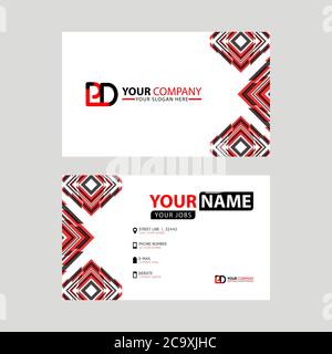 Moderni modelli di biglietti da visita, con logo PD Letter e design orizzontale e colori rosso e nero. Modello logo DP Illustrazione Vettoriale