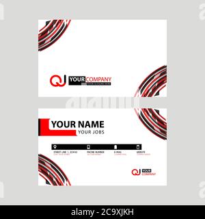 Biglietti da visita dal design semplice e moderno, con logo QJ all'interno e colore rosso nero trasparente. Modello logo JQ Illustrazione Vettoriale