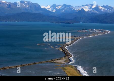 Alaska vista panoramica di Omero dall'aereo Foto Stock