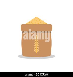 Icona del sacco di riso in stile piatto. Illustrazione vettoriale Illustrazione Vettoriale