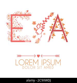 Lettera e e un logo, lettera e e un logo di invito per matrimoni Illustrazione Vettoriale