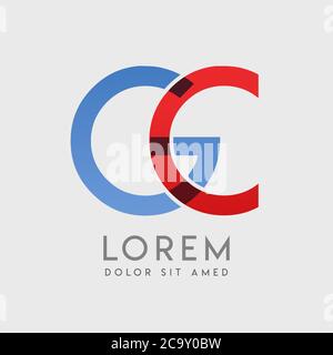 Lettere con logo CG con gradazione blu e rossa Illustrazione Vettoriale