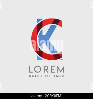 Lettere con logo CK con gradazione blu e rossa Illustrazione Vettoriale