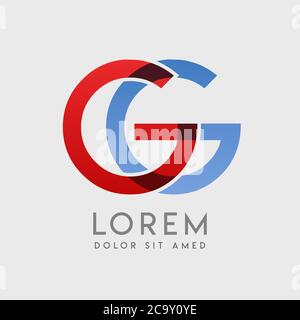Lettere con logo GG con gradazione blu e rossa Illustrazione Vettoriale