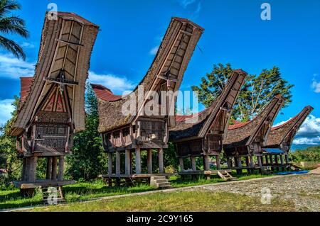 Toraja villaggio tradizionale, Tona Toraja, Sulawesi del Sud, Isole Grande Sunda, Indonesia Foto Stock