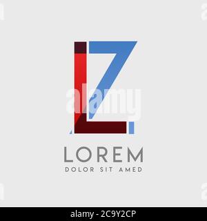 Lettere con logo LZ con gradazione blu e rossa Illustrazione Vettoriale