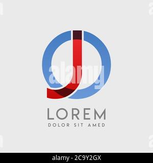 Lettere con logo JO con gradazione blu e rossa Illustrazione Vettoriale