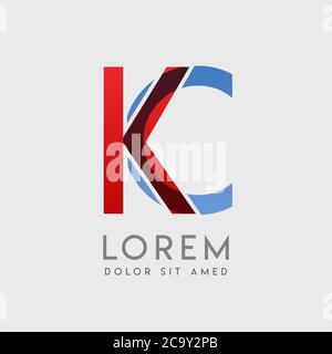 Lettere con logo KC con gradazione blu e rossa Illustrazione Vettoriale