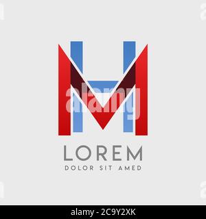 Lettere con logo MH con gradazione blu e rossa Illustrazione Vettoriale