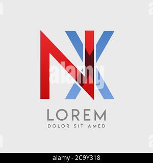 Lettere con logo NX con gradazione blu e rossa Illustrazione Vettoriale