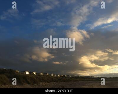 West Beach caravan Park, a Hopeman, Scozia, il 28 luglio 2020. Foto Stock